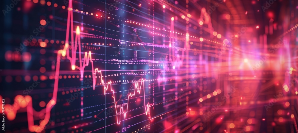 Aufkleber line chart data. finance business economy market visualization. generative ai technology.