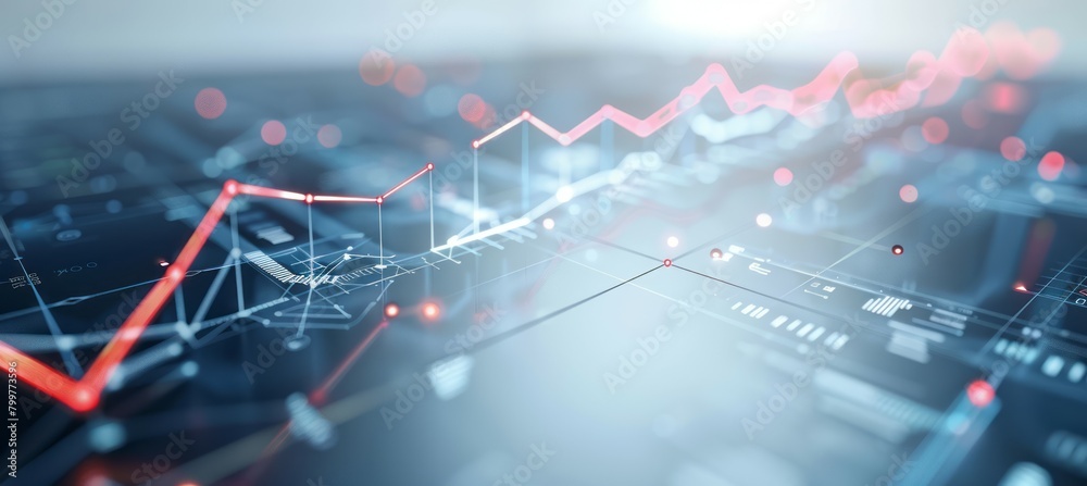 Aufkleber line chart statistic data finance business economy market visualization. generative ai technology.
