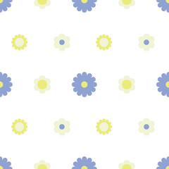 Seamless fresh pattern with flowers, delicate shades cute simple flat style, for fabric, packaging, postcards, decoration and decorations summer or spring mood.