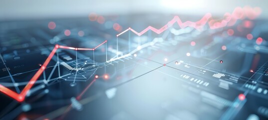 Obraz premium Line chart statistic data finance business economy market visualization. Generative AI technology. 