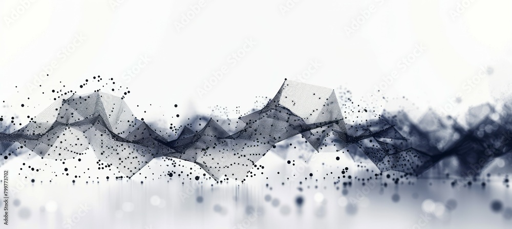 Aufkleber Network mesh wave particles. Generative AI technology.	
