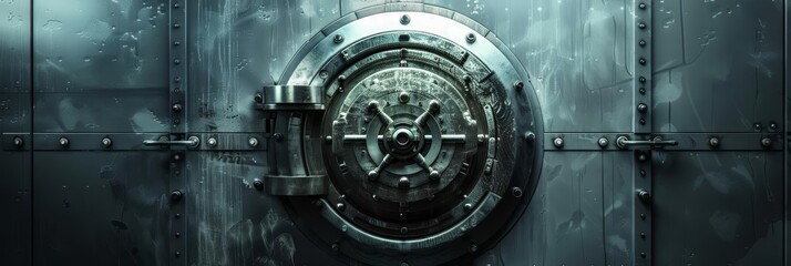A symbol of strength and protection, the imposing presence of a secure bank vault door