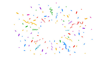 Colorful confetti celebration design isolated on white background. Ribbon decoration element. Holiday, birthday and party. Vector illustration