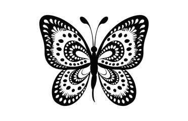 Butterfly Mandala Vector black and white Silhouette Clipart