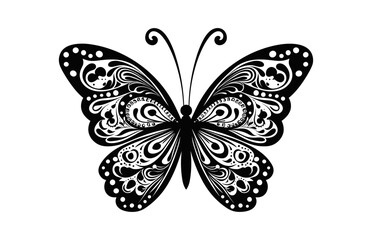 Butterfly Mandala Vector art Silhouette black Clipart