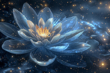 In cosmic dust, celestial blooms shimmer and glow.