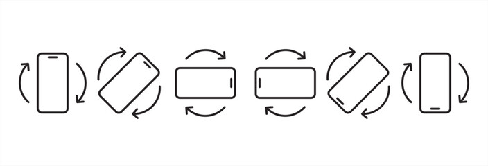 Phone Rotation icons set. Device rotation symbol. Rotate Mobile phone. Rotate smartphone icon. Turn your device. Rotate phone line icon vector illustration in transparent background.