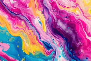 Colorful abstract painting background. Liquid marbling paint background. Fluid painting abstract texture. Intensive colorful mix of acrylic vibrant colors   - generative ai