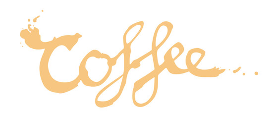 The word coffee written in a coffee stain vector