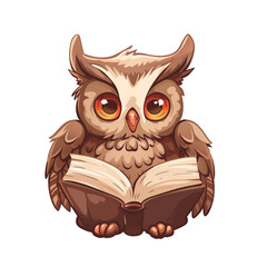 Smart wise owl with a book