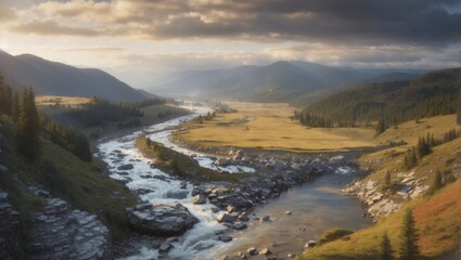 Fototapeta premium landscape with river