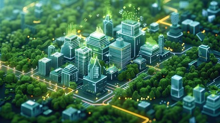 The application of blockchain networks in achieving carbon neutrality and carbon peaking goals. isometric. Generative AI.