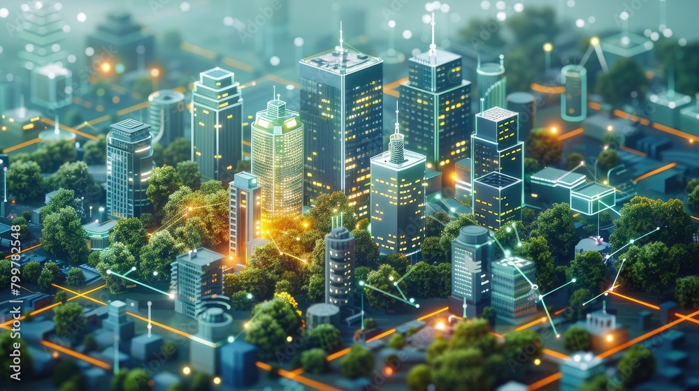 Poster The application of blockchain networks in achieving carbon neutrality and carbon peaking goals. isometric. Generative AI.