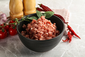 Raw minced pork uncooked meat