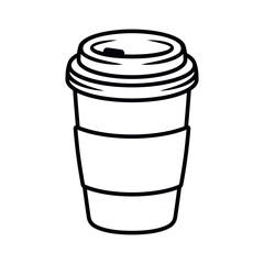 Coffee paper cup vector illustration in monochrome vintage style isolated on white background