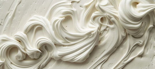 Delicious Vanilla Ice Cream Close-Up on Frosty White Background