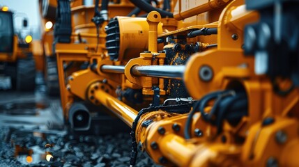 Fototapeta premium Hydraulic system of construction machinery. Generative AI.