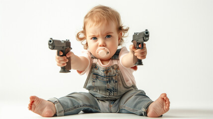 Angry baby ready to shoot
