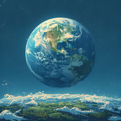 Cosmic Canvas: Earthly Vistas in a Digital Realm