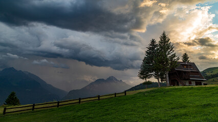 Stormy clouds over the mountains of Valle d'Aosta