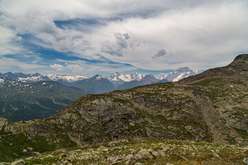 The beautiful mountains and lakes over La Thuile in a summer day