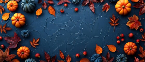 For your Thanksgiving flyer design, opt for a lively fall aesthetic featuring leaves, pumpkins, and room for text.