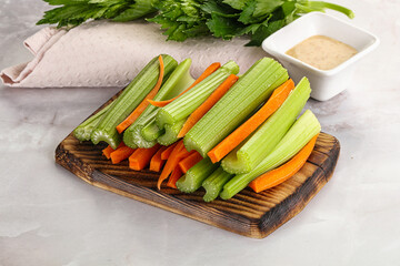 Vegan cuisine - dietary celery and carrot cticks