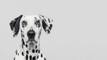 Beautiful Dalmatian Dog Portrait, Studio Shot on White Background
