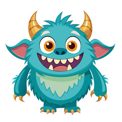 Blue furry monster cartoon character
