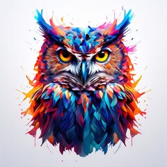 Beautiful portrait of an owl on a colorful background.