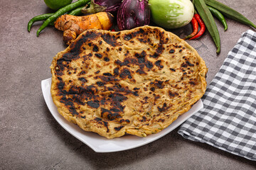 Indian cuisine stuffed Aloo paratha