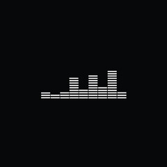 Abstract Sound wave logo template icon on black background.