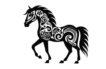 Horse mandala Silhouette vector art isolated on a white background