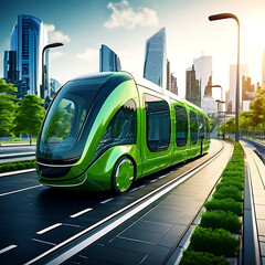 Obraz premium The Future of Mobility: Innovative Transportation Systems and Advanced Technologies for Efficient Urban Planning. sustainable transportation solutions. green energy concept