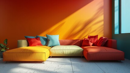 Corner Sofa Coziness: A 3D illustration showcasing a corner sofa