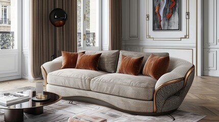 Fototapeta premium Fabric Sofa Room Decor: Photos showing how fabric sofas can complement room decor