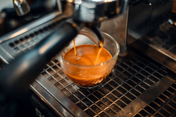 Expresso Coffee machine making a coffee