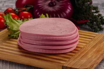 Boiled pork sliced sausage stack