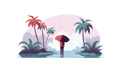 Monsoon Season vector flat minimalistic isolated vector style illustration