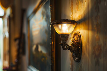Italian wall light casts a glow on a canvas, emphasizing how light enhances the artwork.