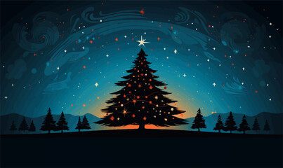 Christmas Tree silhouette holiday vector design illustration