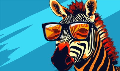 Obraz premium zebra wearing sunglasses vector illustration