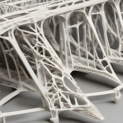3D-printed model of a bridge or road design, emphasizing structural elements and connection of bridges - obrazy, fototapety, plakaty