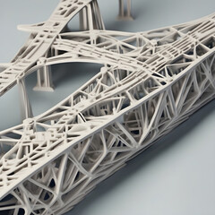 3D-printed model of a bridge or road design, emphasizing structural elements and connection of bridges - obrazy, fototapety, plakaty
