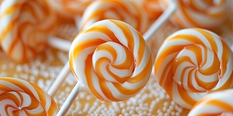 Orange and white swirl lollipop
