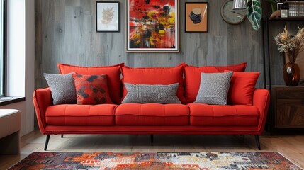 Modern Sofa Comfortable Seating: A photo showcasing a modern sofa designed for comfortable seating