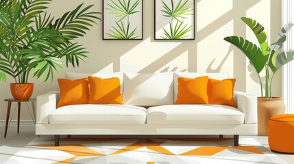 Modern Sofa Contemporary Elegance: A vector illustration depicting the contemporary elegance of a modern sofa