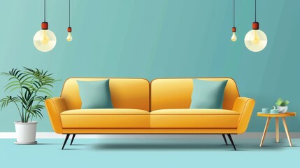 Modern Sofa Sleek Aesthetics: A vector illustration highlighting the sleek aesthetics of a modern sofa