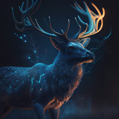 Moonbeam Deer Design: T-Shirt with Glowing Antlers in Moonlight