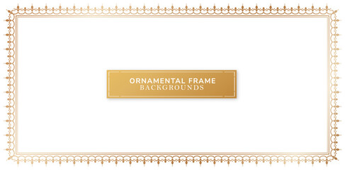 Vector illustration Ornamental border frame golden color isolated background for your design certificate of completion template, wedding invitations and greeting card, stationery design material paper